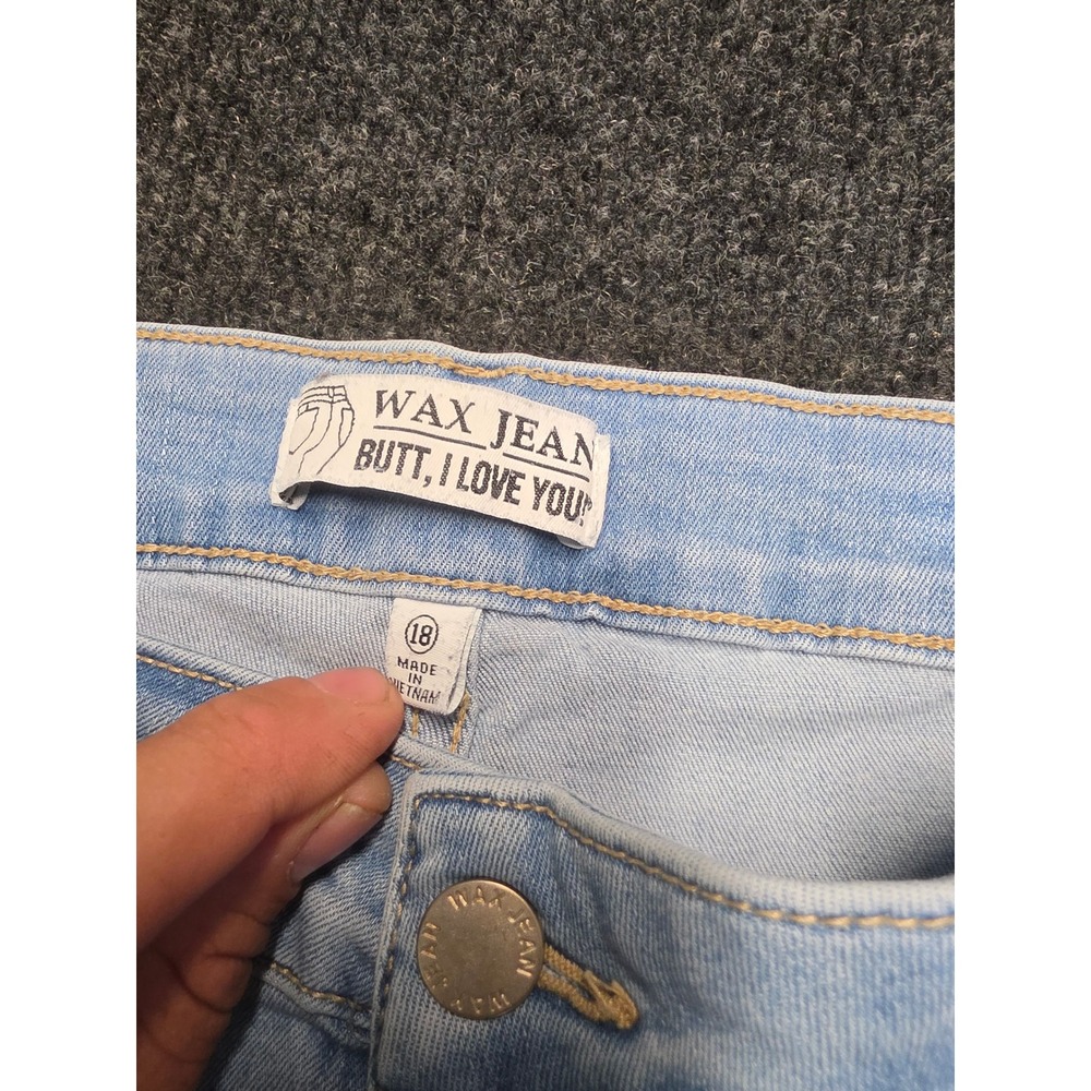 Wax Jean Butt I Love You Distressed Skinny Jeans Light Wash Blue Womens Size 18 - Picture 2 of 6